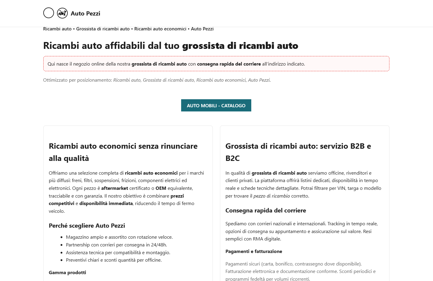 Ricambi auto affidabili dal tuo grossista di ricambi auto
